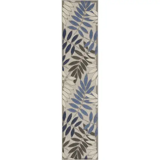 Grey/Blue Floral Indoor Outdoor Area Rug Photo 1