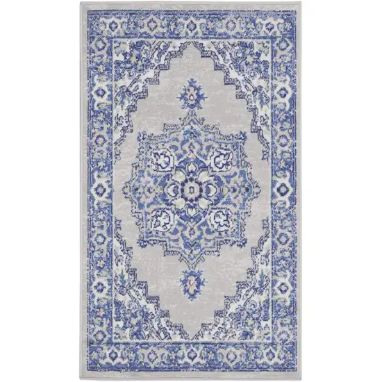 Gray and Blue Medallion Area Rug Photo 2