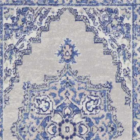 Gray and Blue Medallion Area Rug Photo 6