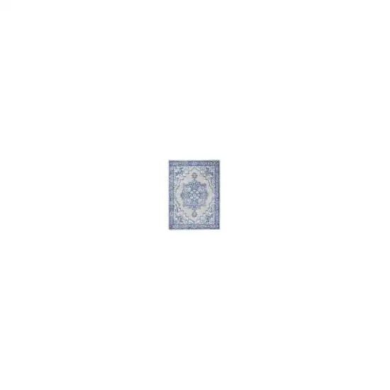 Blue Gray Floral Dhurrie Area Rug Photo 3