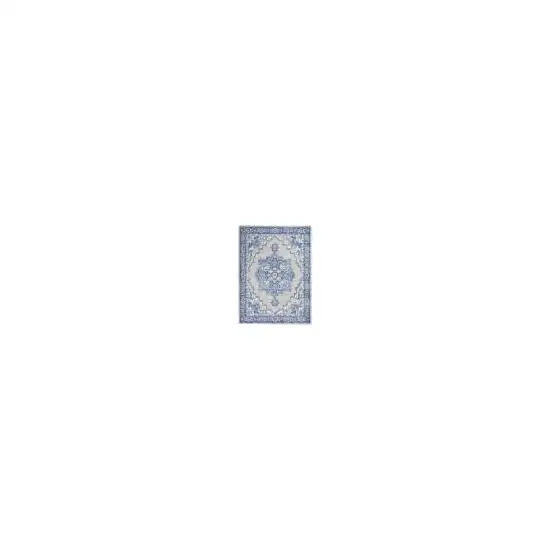 Gray and Blue Persian Medallion Area Rug Photo 1