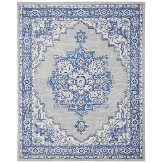 Blue Gray Floral Dhurrie Area Rug Photo 2