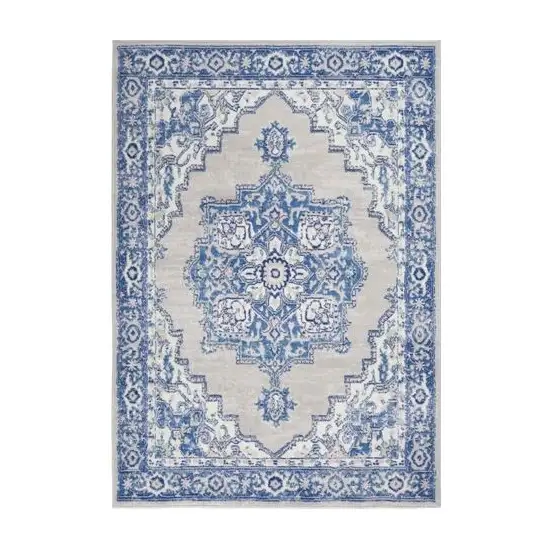 Blue Gray Floral Dhurrie Area Rug Photo 6