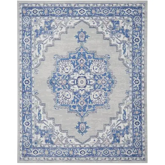 Blue Gray Floral Dhurrie Area Rug Photo 1