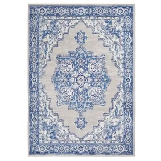 Blue Gray Floral Dhurrie Area Rug Photo 7