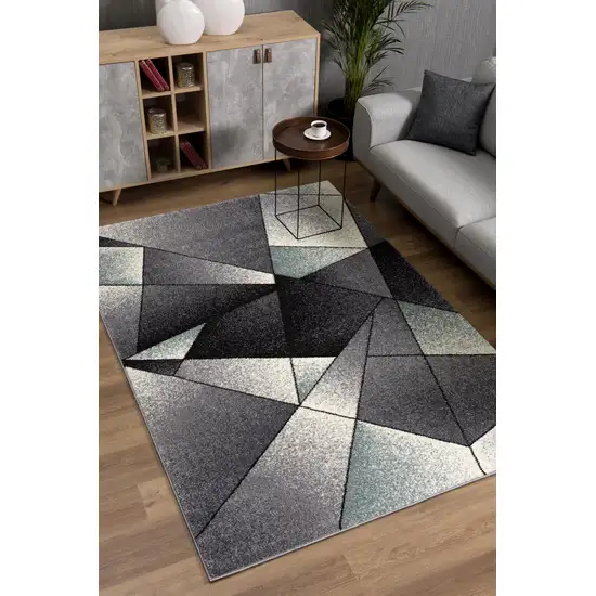 Gray and Blue Prism Pattern Area Rug Photo 6