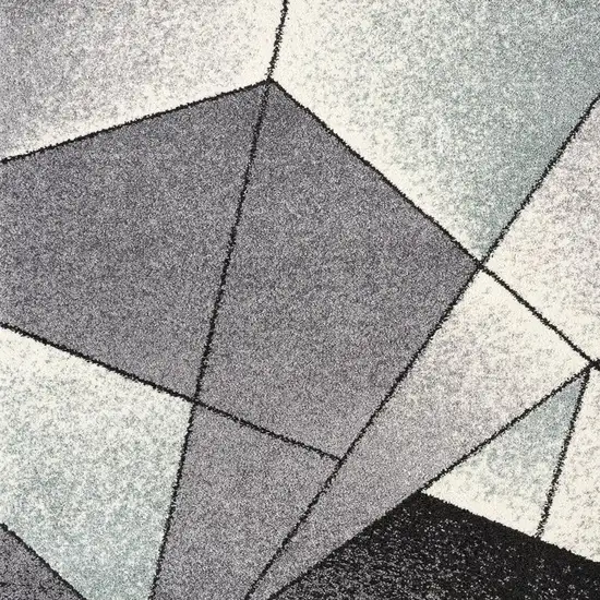 Grey Blue Geometric Area Rug Photo 2