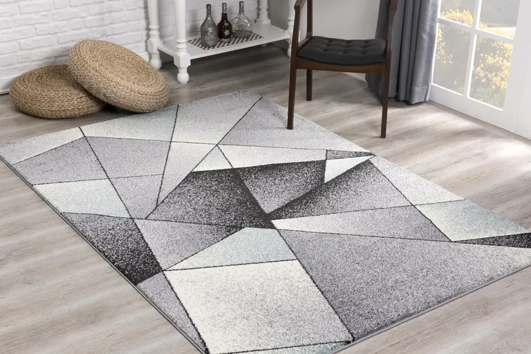 Gray and Blue Prism Pattern Area Rug Photo 5