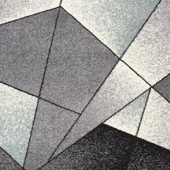 Grey Blue Geometric Area Rug Photo 2