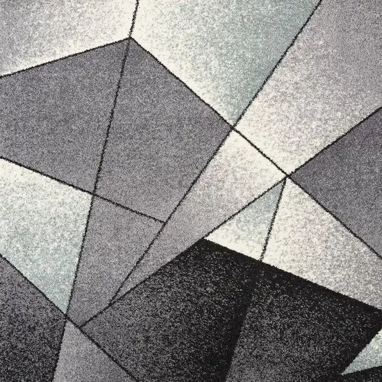 Grey Blue Geometric Area Rug Photo 3