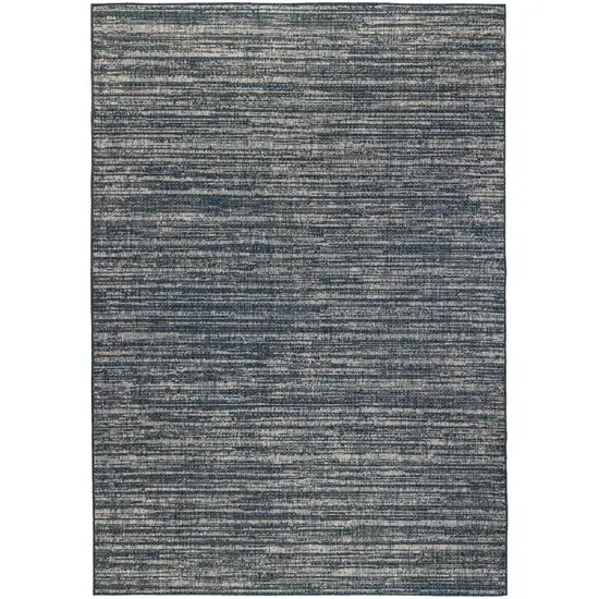 Gray and Blue Striped Stain Resistant Indoor Outdoor Area Rug Photo 2