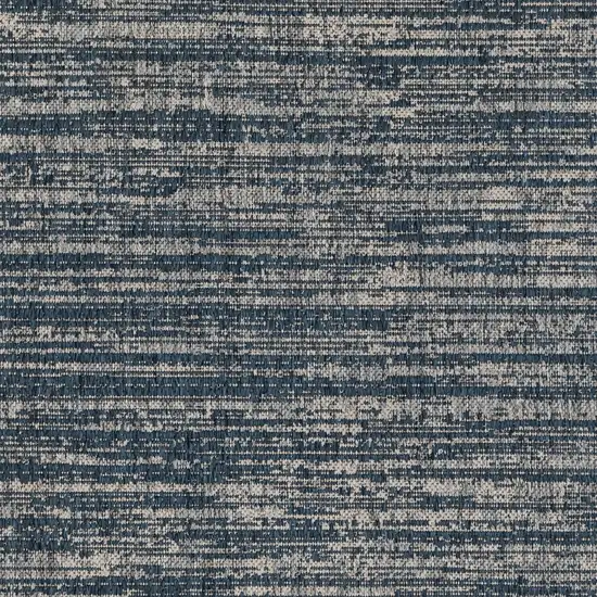 Gray and Blue Striped Stain Resistant Indoor Outdoor Area Rug Photo 7