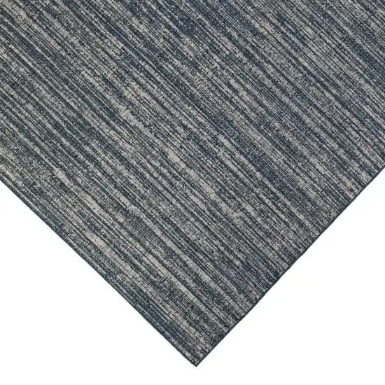 Gray and Blue Striped Stain Resistant Indoor Outdoor Area Rug Photo 3