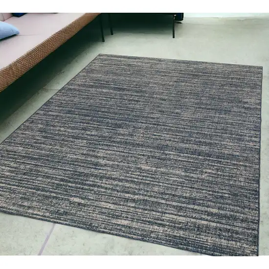 Gray and Blue Striped Stain Resistant Indoor Outdoor Area Rug Photo 1