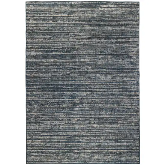 Gray and Blue Striped Stain Resistant Indoor Outdoor Area Rug Photo 2