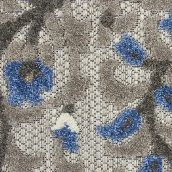 Blue And Gray Floral Indoor Outdoor Area Rug Photo 6