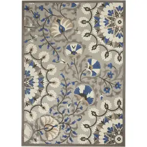 Photo of Gray and Blue Vines Indoor Outdoor Area Rug