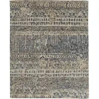 Photo of Gray and Blue Wool Geometric Hand Knotted Area Rug