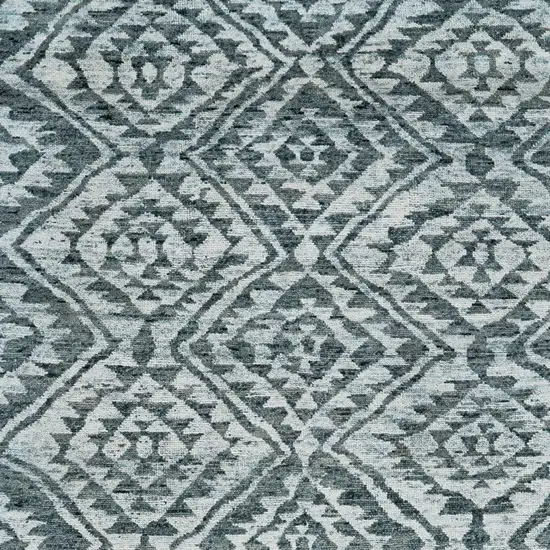 Gray and Blue Wool Southwestern Hand Knotted Area Rug Photo 5