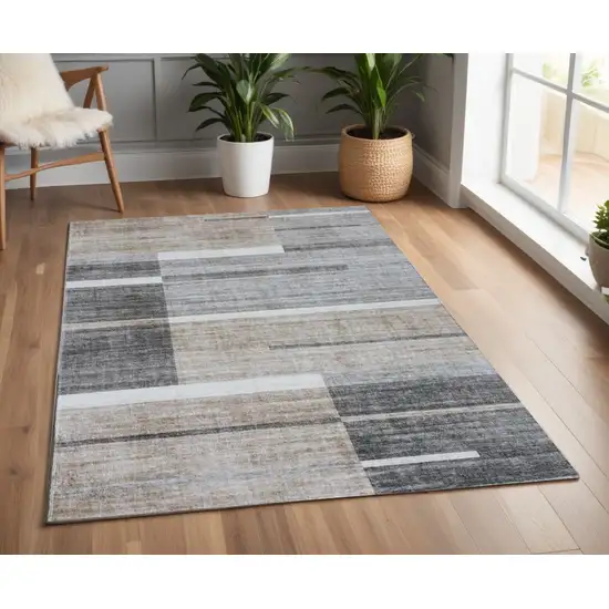 Gray and Brown Abstract Area Rug Photo 1