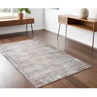 Photo of Gray and Brown Abstract Distressed Area Rug