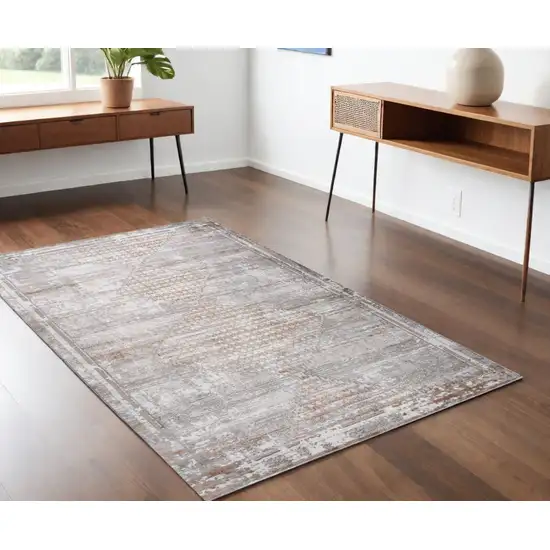 Gray and Brown Abstract Distressed Area Rug Photo 1