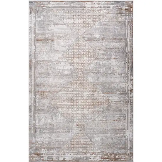 Gray and Brown Abstract Distressed Area Rug Photo 2