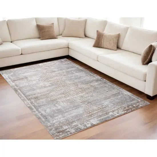 Gray and Brown Abstract Distressed Area Rug Photo 1