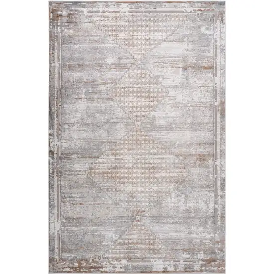 Gray and Brown Abstract Distressed Area Rug Photo 6