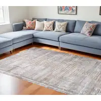 Photo of Gray and Brown Abstract Distressed Area Rug