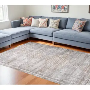 Photo of Gray and Brown Abstract Distressed Area Rug