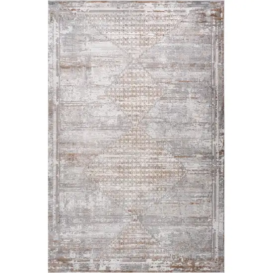 Gray and Brown Abstract Distressed Area Rug Photo 2