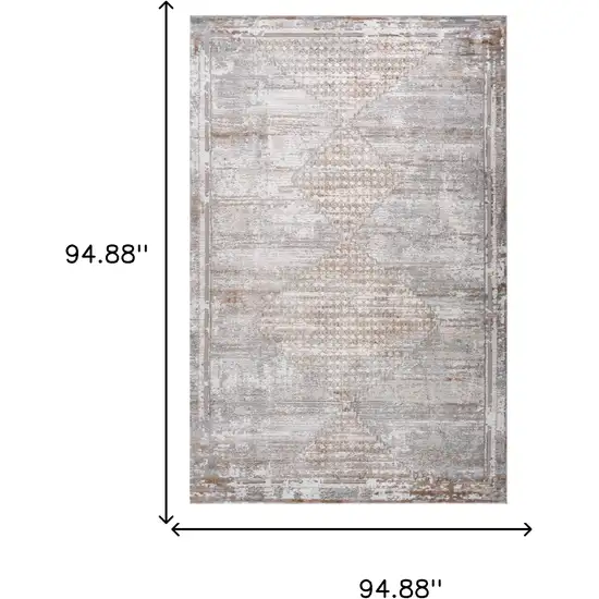 Gray and Brown Abstract Distressed Area Rug Photo 3