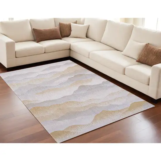 Gray and Brown Abstract Non Skid Area Rug Photo 1