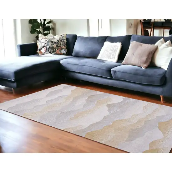 Gray and Brown Abstract Non Skid Area Rug Photo 1