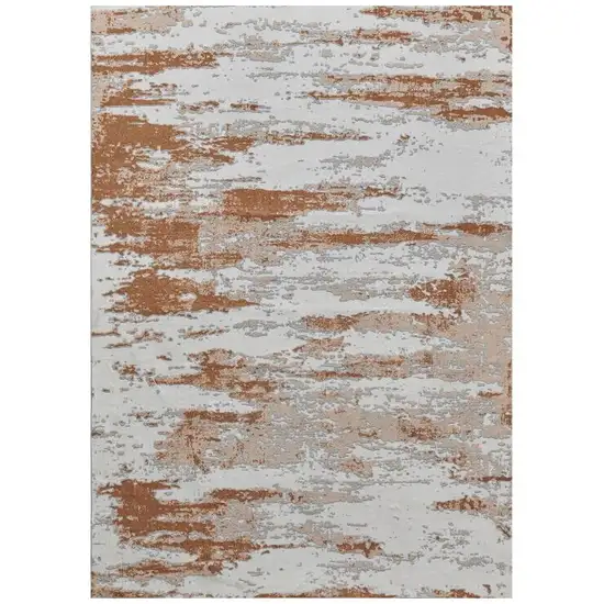 Gray and Brown Abstract Printed Washable Non Skid Area Rug Photo 1