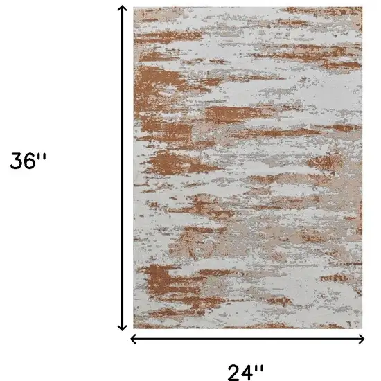 Gray and Brown Abstract Printed Washable Non Skid Area Rug Photo 3