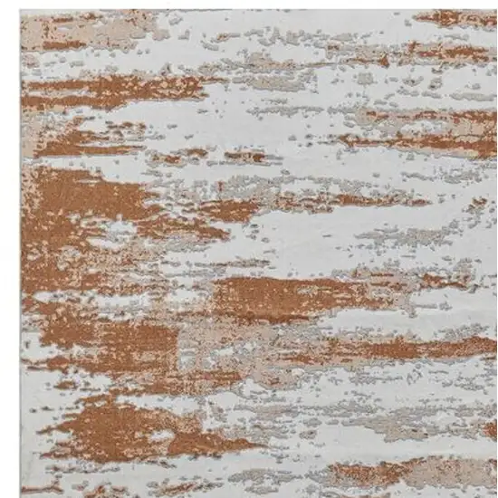 Gray and Brown Abstract Printed Washable Non Skid Area Rug Photo 5