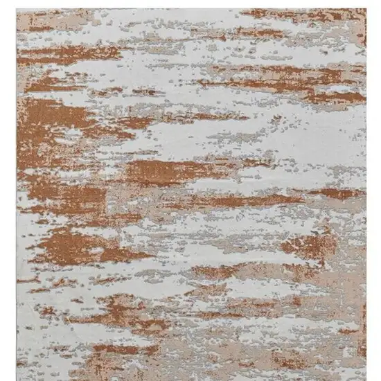 Gray and Brown Abstract Printed Washable Non Skid Area Rug Photo 5