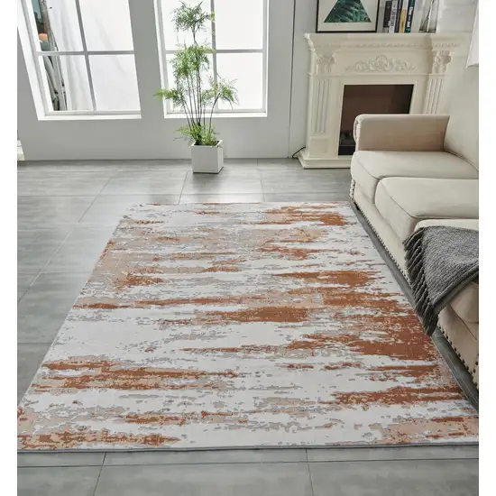 Gray and Brown Abstract Printed Washable Non Skid Area Rug Photo 8