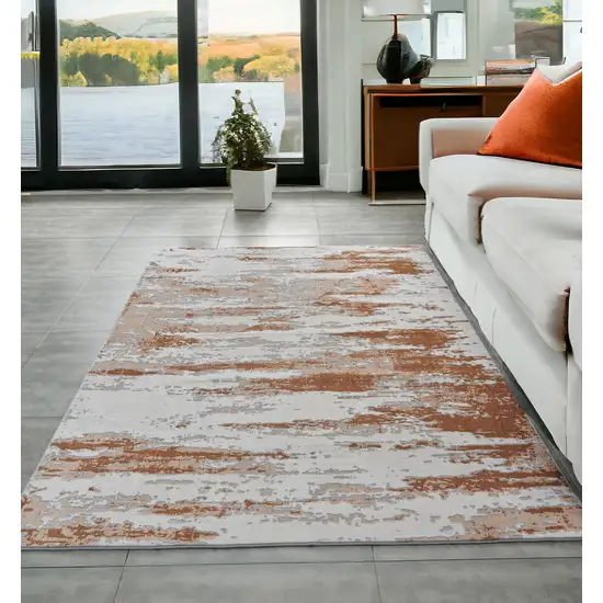 Gray and Brown Abstract Printed Washable Non Skid Area Rug Photo 2