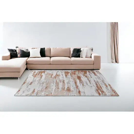 Gray and Brown Abstract Printed Washable Non Skid Area Rug Photo 2