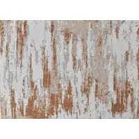 Photo of Gray and Brown Abstract Printed Washable Non Skid Area Rug With Fringe