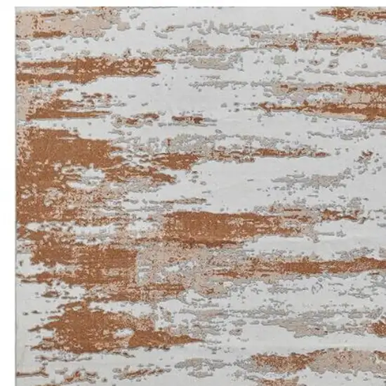 Gray and Brown Abstract Printed Washable Non Skid Area Rug Photo 5