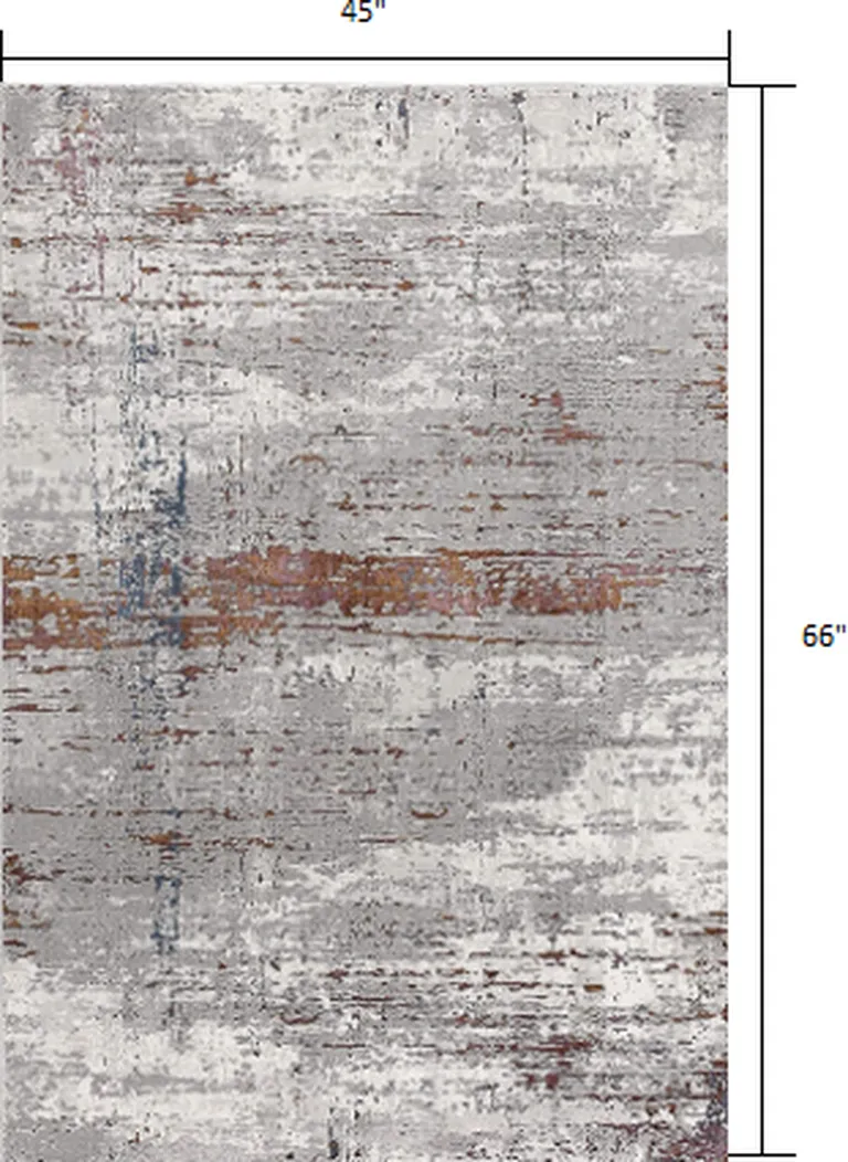 Gray and Brown Abstract Scraped Area Rug Photo 2