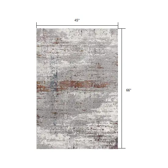 Gray and Brown Abstract Scraped Area Rug Photo 3