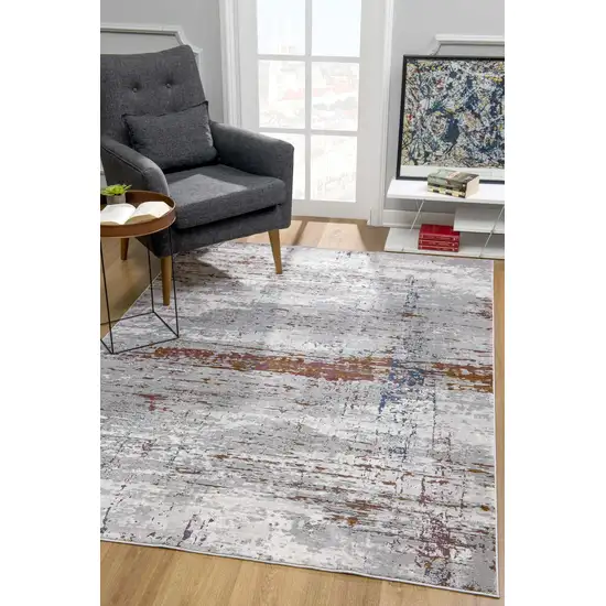 Gray and Brown Abstract Scraped Area Rug Photo 10