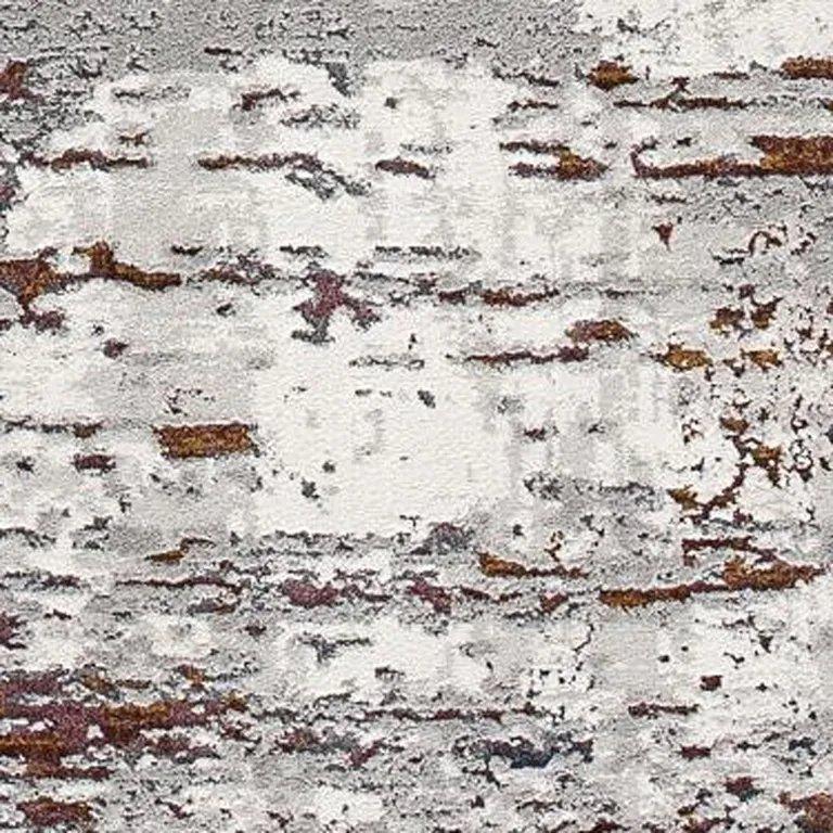 Gray and Brown Abstract Scraped Area Rug Photo 4
