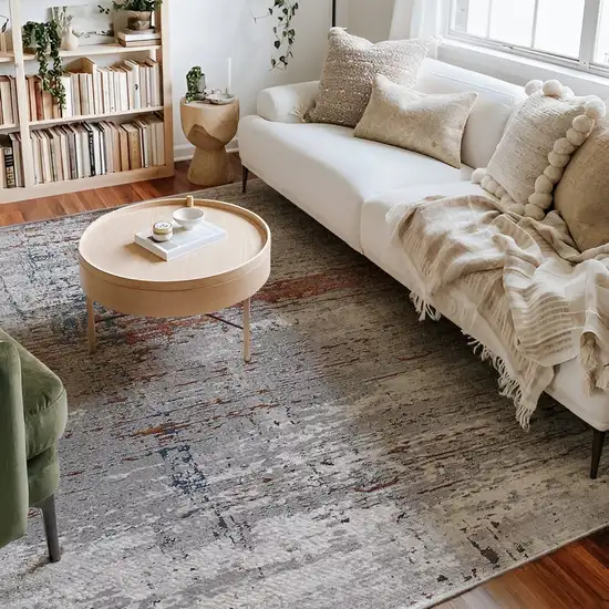 Gray and Brown Abstract Scraped Area Rug Photo 3