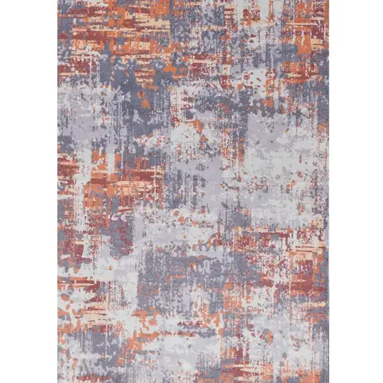 Gray and Brown Abstract Shag Printed Washable Non Skid Area Rug Photo 2